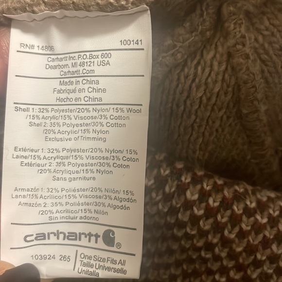 CARHARTT beanie women’s brown NWT cap desert heather knit springvale hat Sz OS - Picture 3 of 7